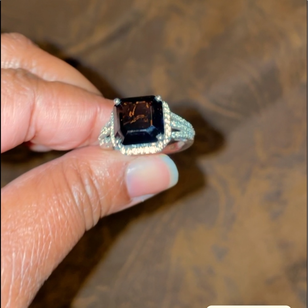 Smoky Quartz ring size 8, Sterling Silver.